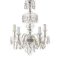 A Georgian Style Cut Glass Five-Light Chandelier