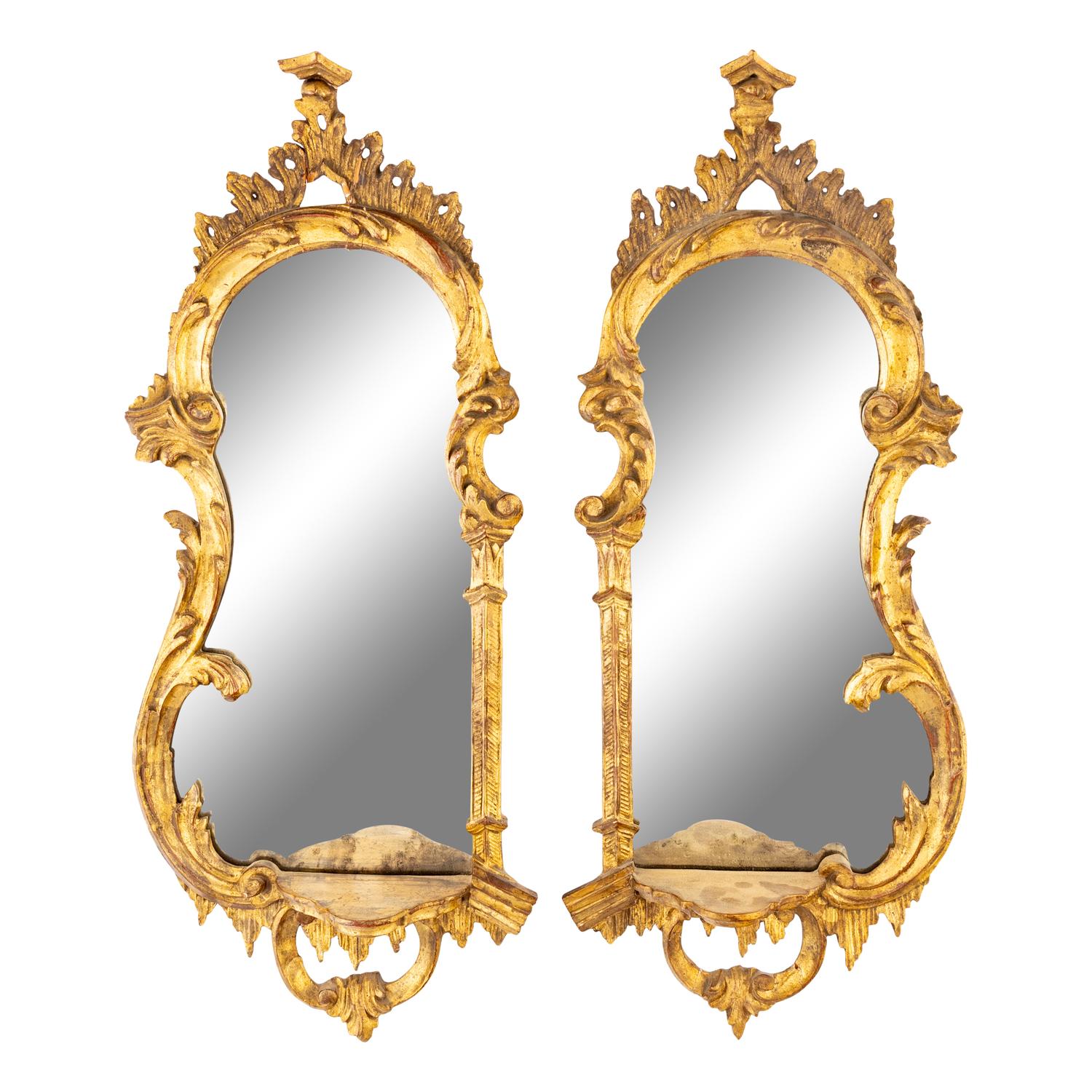 A Pair of George III Style Giltwood Mirrored Wall Brackets