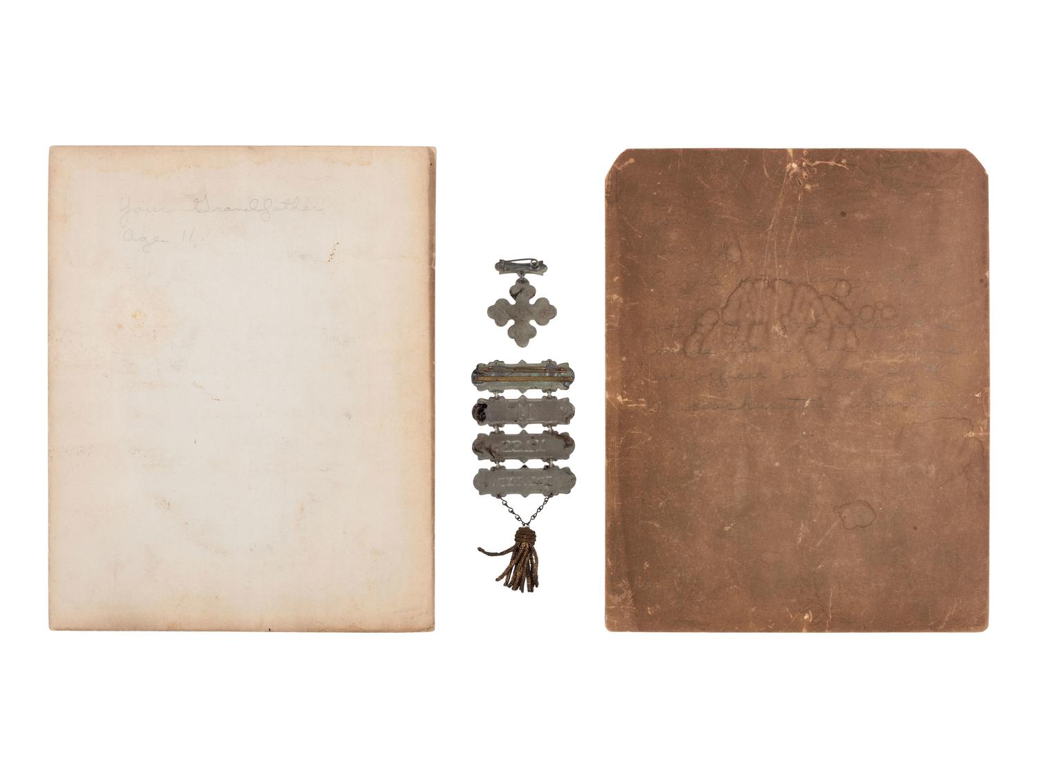 [CIVIL WAR]. Group incl. corps and ladder badges, 44th Massachusetts Infantry Regiment.