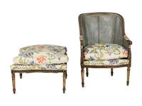 A Louis XVI Style Blue-Painted Duchesse Brisée