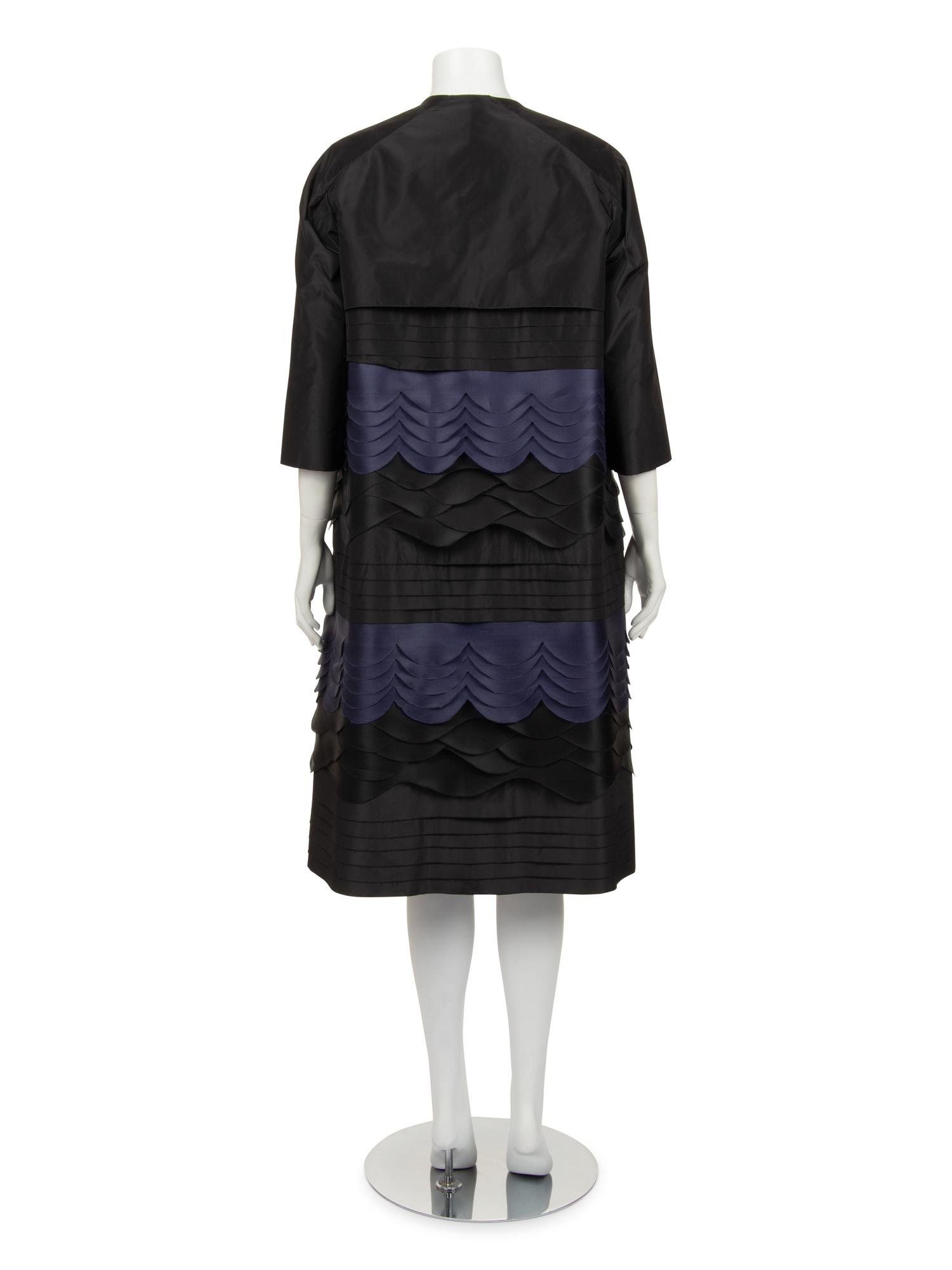 Christian Dior Haute Couture Two-Piece Ensemble: Cap Sleeve Shift Dress and Scalloped Banded Taffeta Coat, Spring/Summer 2012