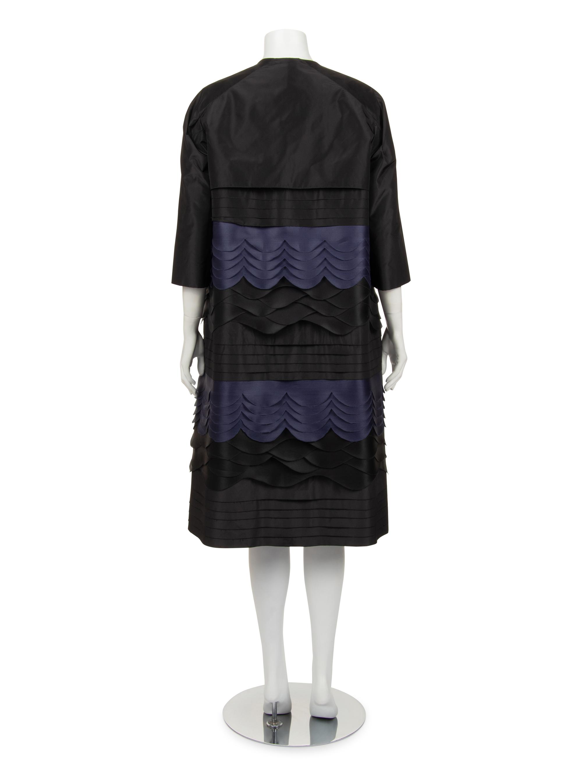Christian Dior Haute Couture Two-Piece Ensemble: Cap Sleeve Shift Dress and Scalloped Banded Taffeta Coat, Spring/Summer 2012