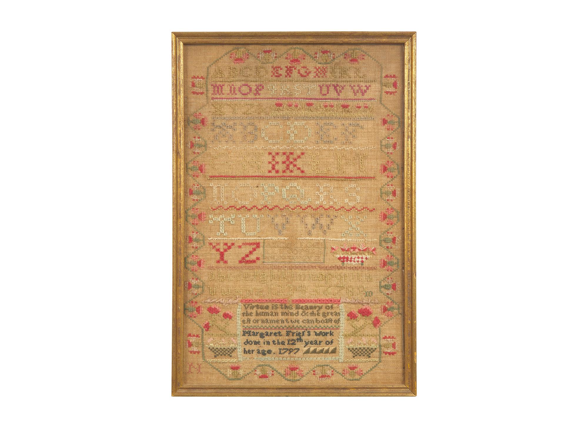 A Group of Three Needlework Samplers, Pennsylvania and New Jersey, 18th and 19th Century