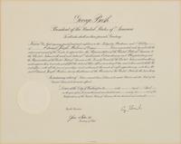 [POLITICS]. [PERKINS, Edward Joseph (1928-2020)]. A group of 9 appointments by Presidents Reagan, Bush, Clinton, and Bush to Perkins, presumably with secretarial or facsimile signatures, including:
