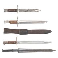 3 US Knife Bayonets: US Surcharged Canadian Ross, M1895 Lee Navy and M1892 Krag
