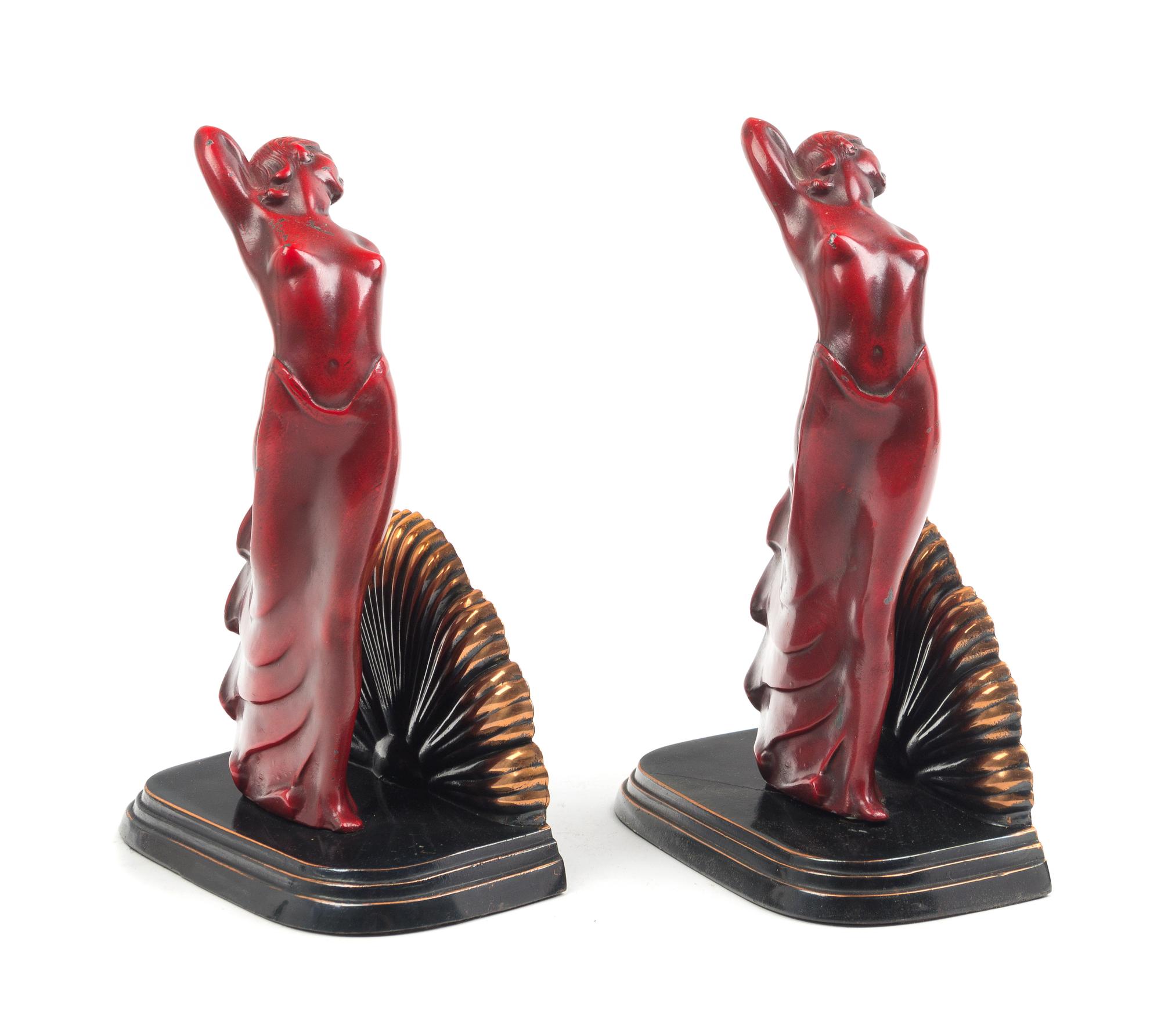 Two Pairs of Art Deco Style Cast Metal Bookends Height 9 1/8 inches. — 20TH CENTURY