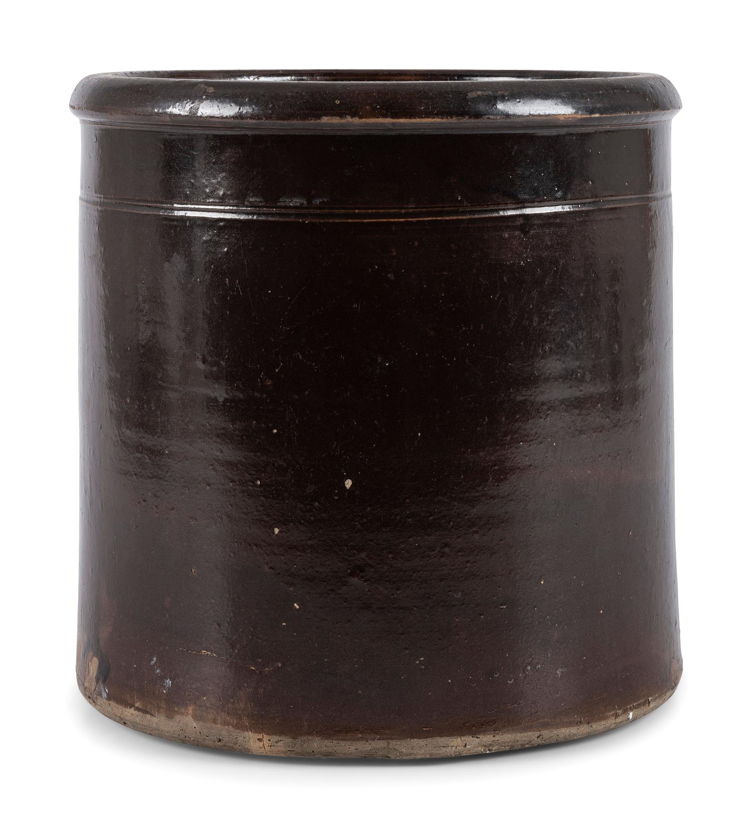 An Ohio Albany Slip Stoneware Crock