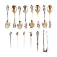 A Group of Coin Silver and Enameled Flatware