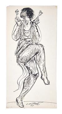 Five Works: Nude with Raised Arms; together with Four Sketches of a Dancer in Black (Isadora Duncan), circa 1904-1909 (5)