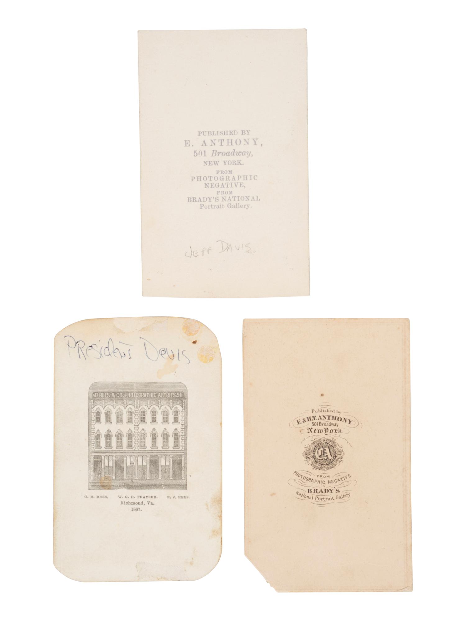 [DAVIS, JEFFERSON (1808-1889)]. 5 images of and related to the CSA President.