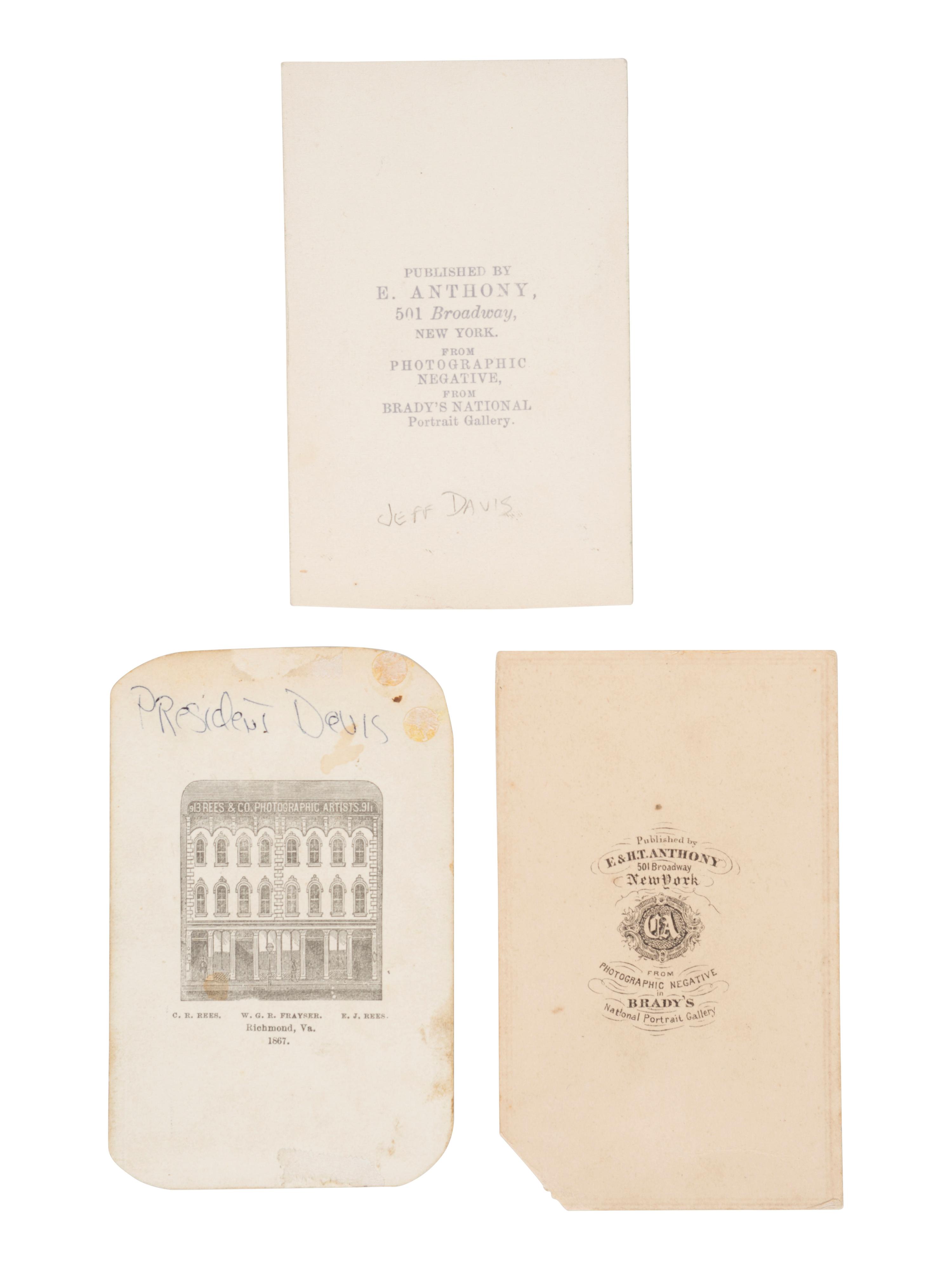 [DAVIS, JEFFERSON (1808-1889)]. 5 images of and related to the CSA President.