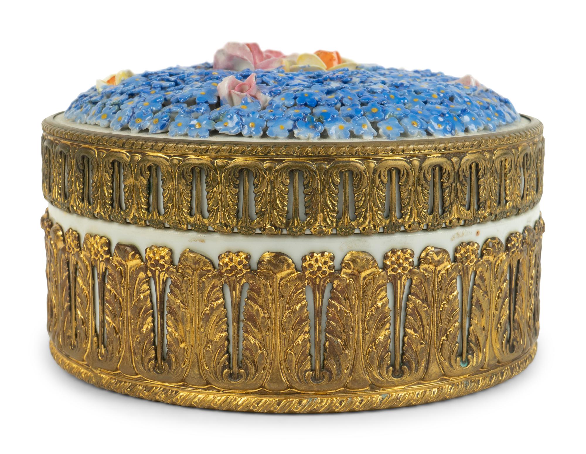 A Meissen Porcelain and Gilt Metal "Forget Me Not" Box — 19TH/20TH CENTURY
