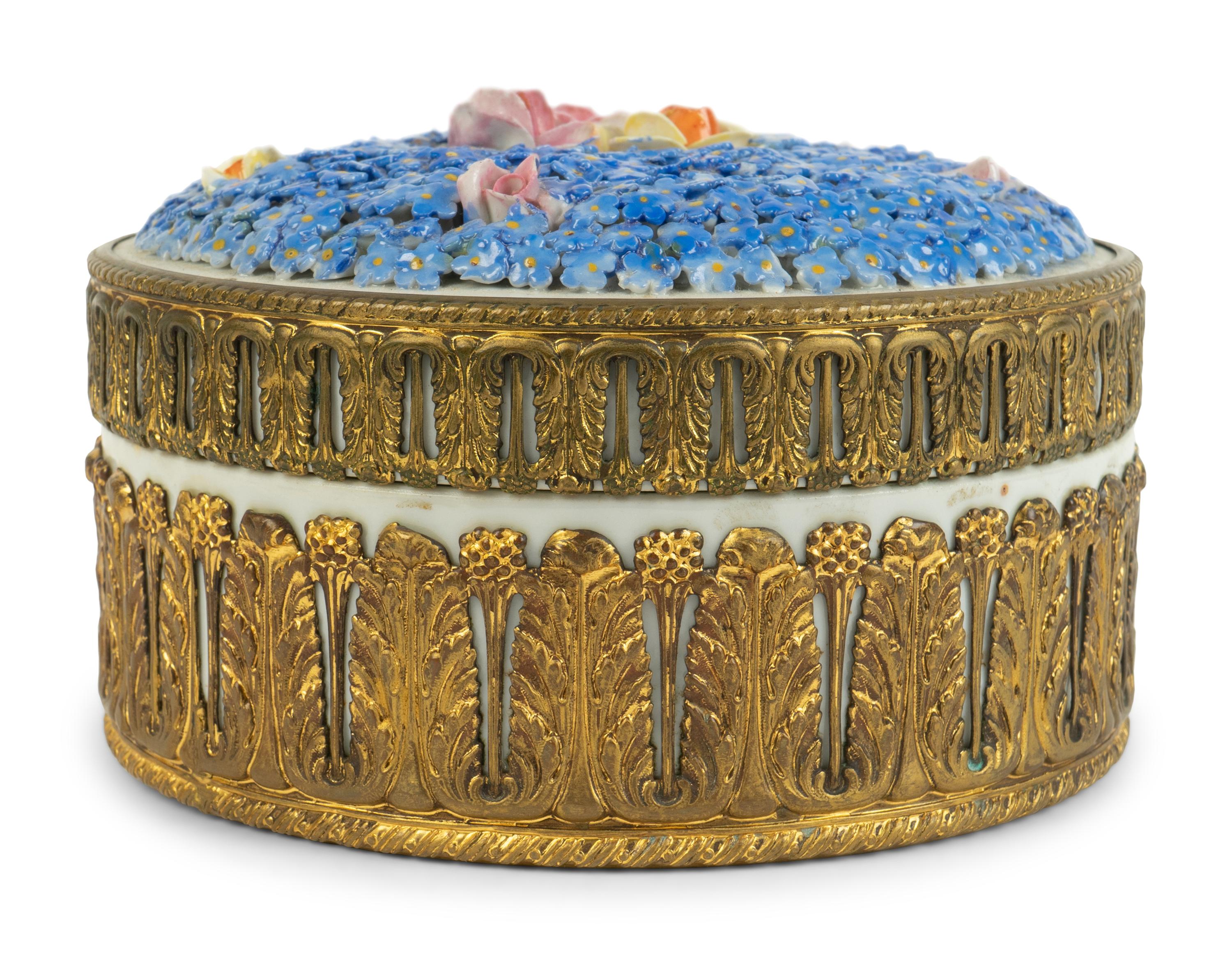 A Meissen Porcelain and Gilt Metal "Forget Me Not" Box — 19TH/20TH CENTURY