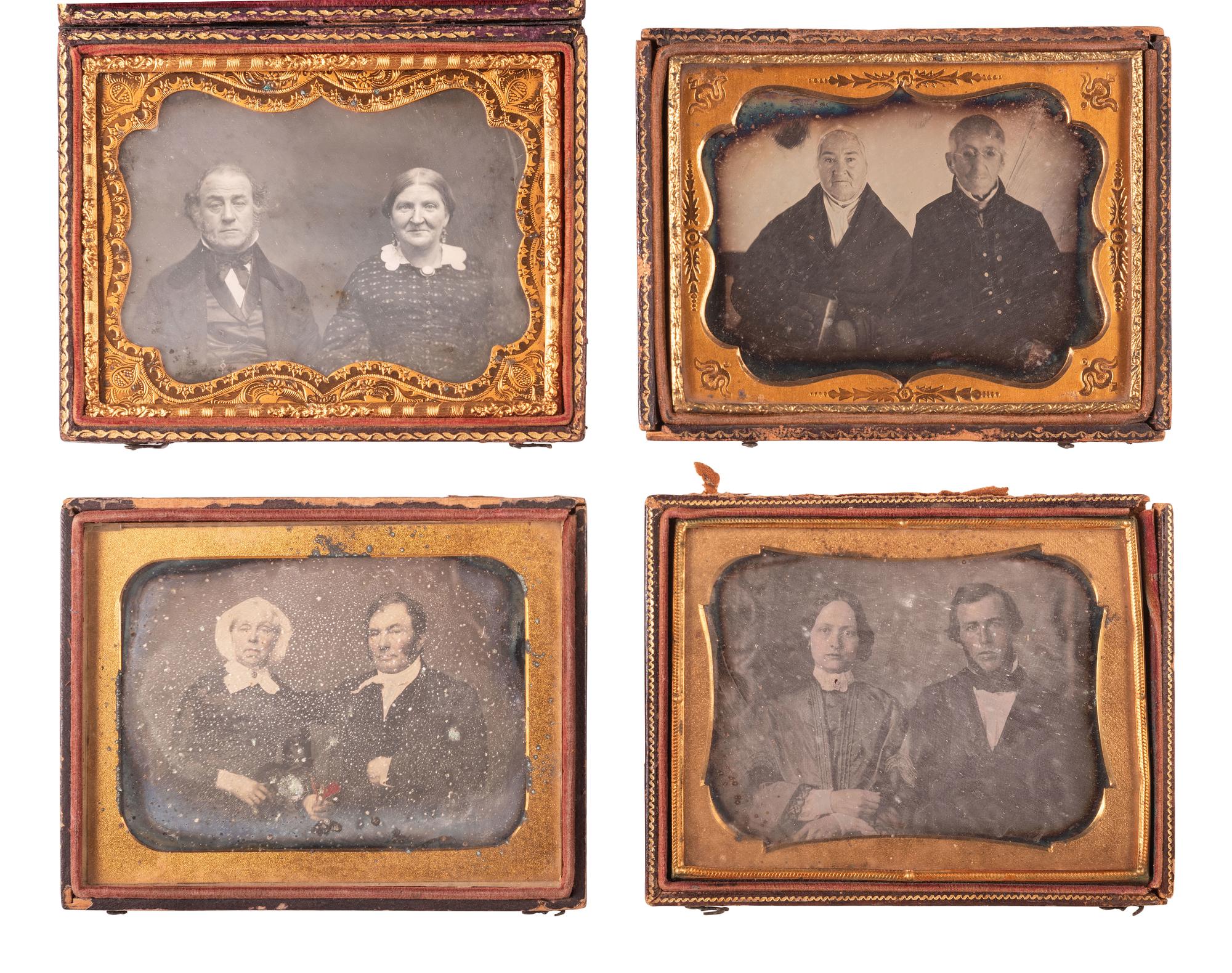 [EARLY PHOTOGRAPHY]. 16 quarter plate land-scape oriented daguerreotype portraits of couples.