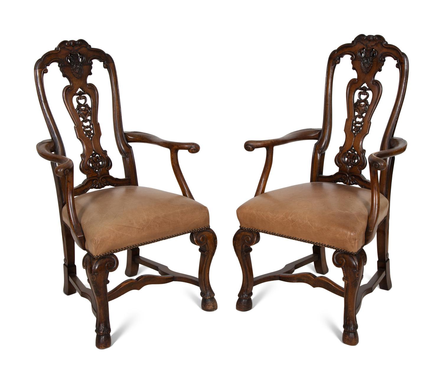 A Set of Six Continental Walnut Dining Chairs