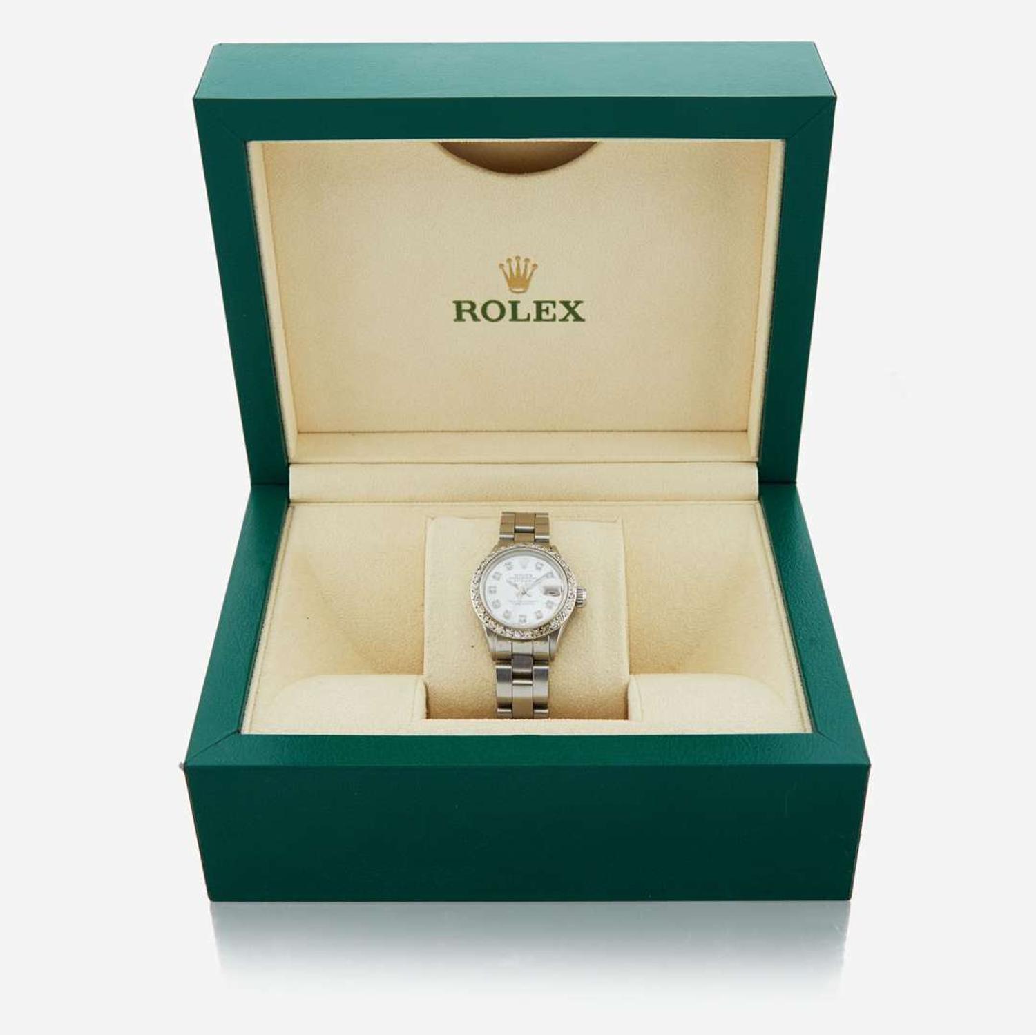 A lady's stainless steel diamond dial watch, Rolex Ref. 6516