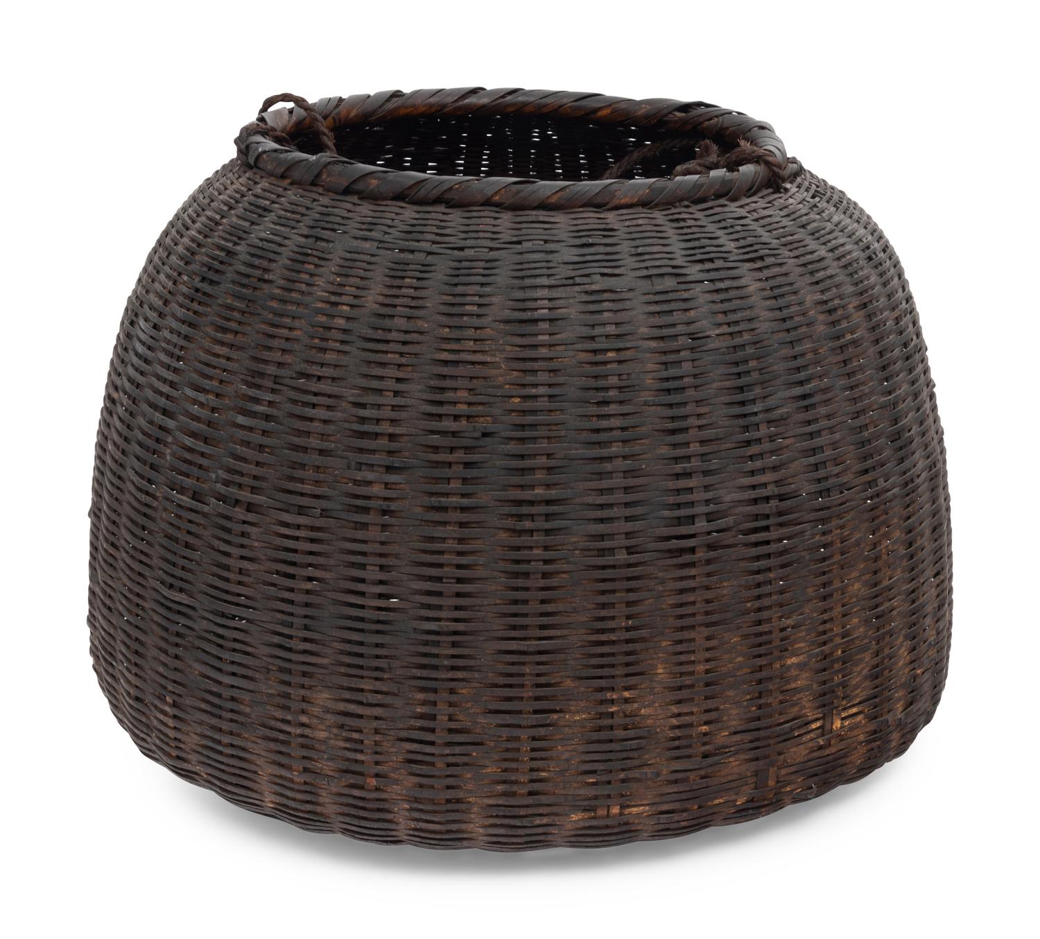 A Large Japanese Ikebana Bamboo Flower Arranging Basket