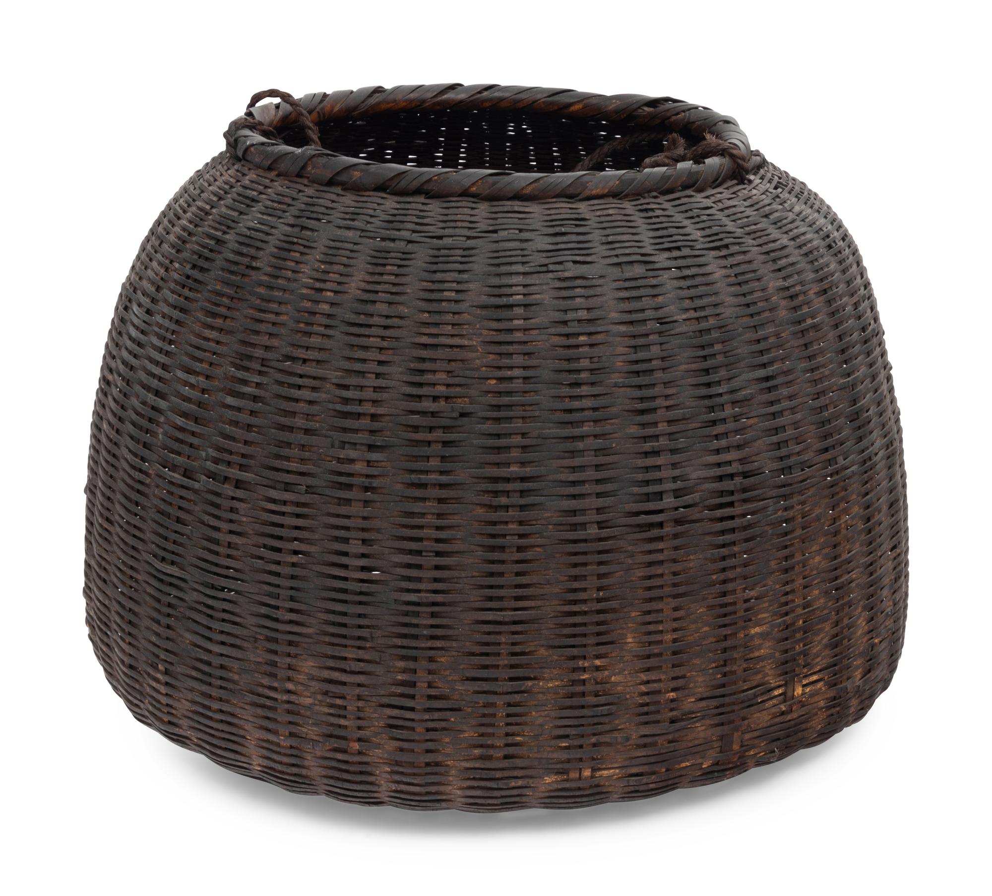 A Large Japanese Ikebana Bamboo Flower Arranging Basket