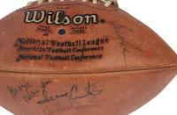 A Group of Two Hall of Fame Multi Signed Autograph Official Game Footballs (Including Johnny Unitas, Otto Graham, Gale Sayers and George Blanda)