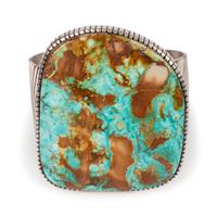 A Large Sterling Silver and Blue Gem Turquoise Cuff Bracelet