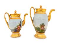 A Paris Porcelain Hand-Painted and Parcel-Gilt Porcelain Tea and Coffee Service