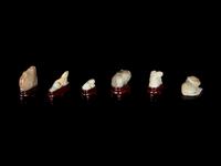 Six Chinese Carved Jade Figures of Mythical Beasts