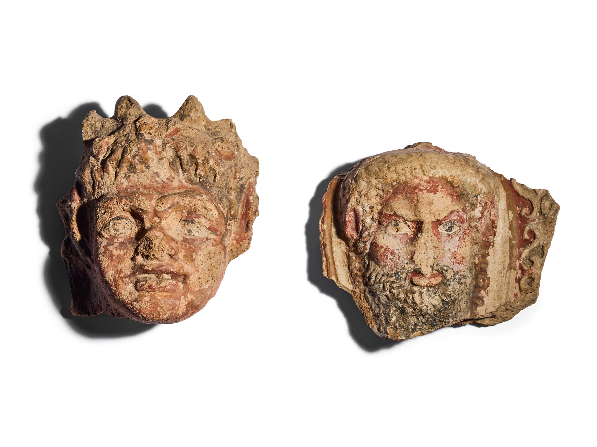 Two Etruscan Terracotta Antefix Fragments
