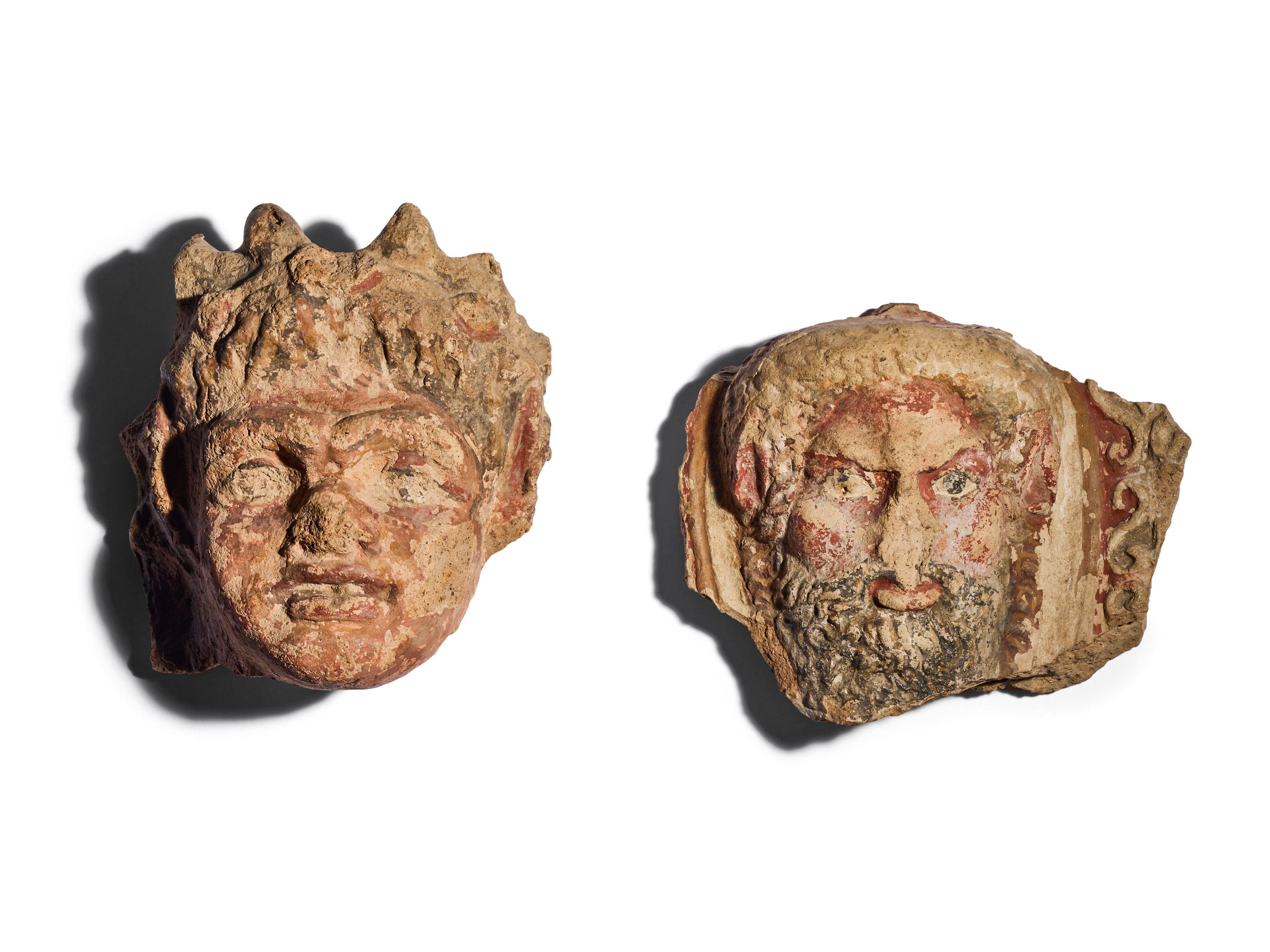 Two Etruscan Terracotta Antefix Fragments