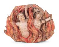 An Italian Painted Wood Figural Group