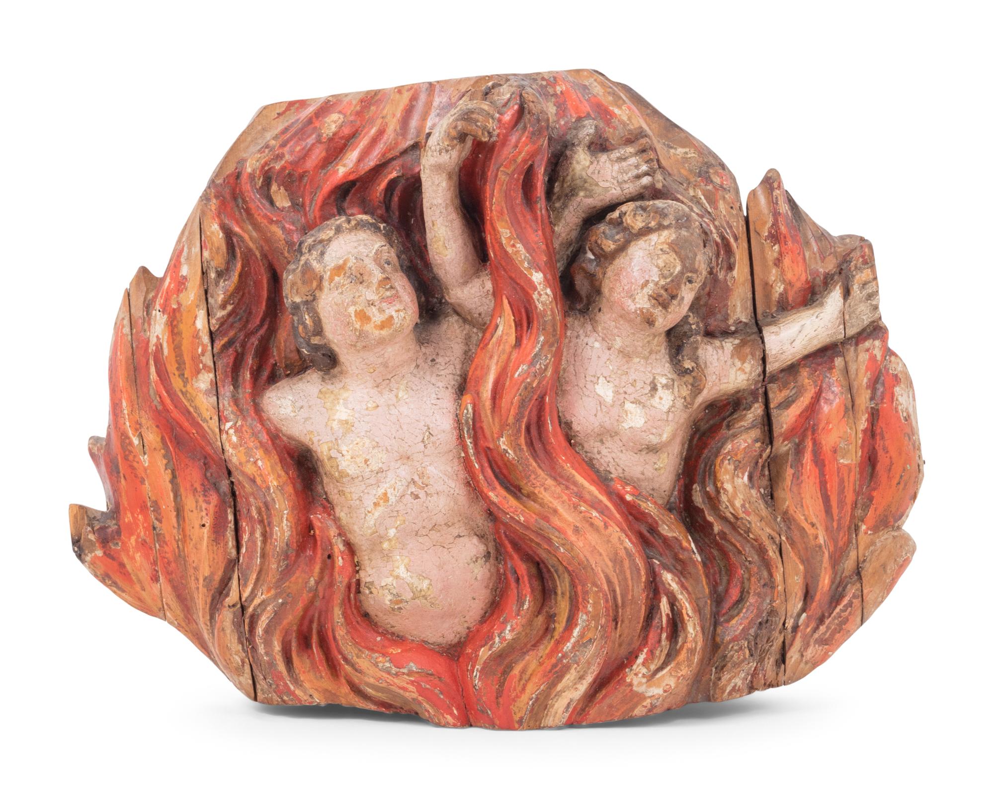 An Italian Painted Wood Figural Group