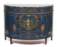 A Neoclassical Style Demilune Commode Height 36 1/2 x width 48 x depth 21 inches. — 20TH CENTURY