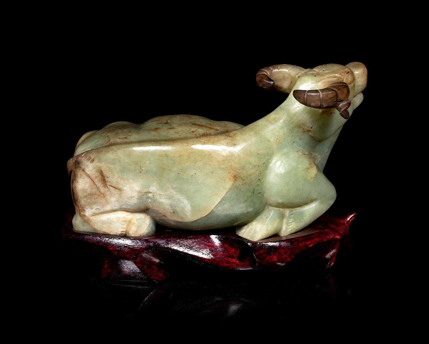 A Chinese Hardstone Figure of a Recumbent Ox