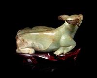 A Chinese Hardstone Figure of a Recumbent Ox