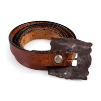 Navajo Silver and Turquoise Belt Buckle, with Leather Belt