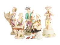 An Assembled Group of Thirteen Meissen Porcelain Orchestra Figures — 19th Century