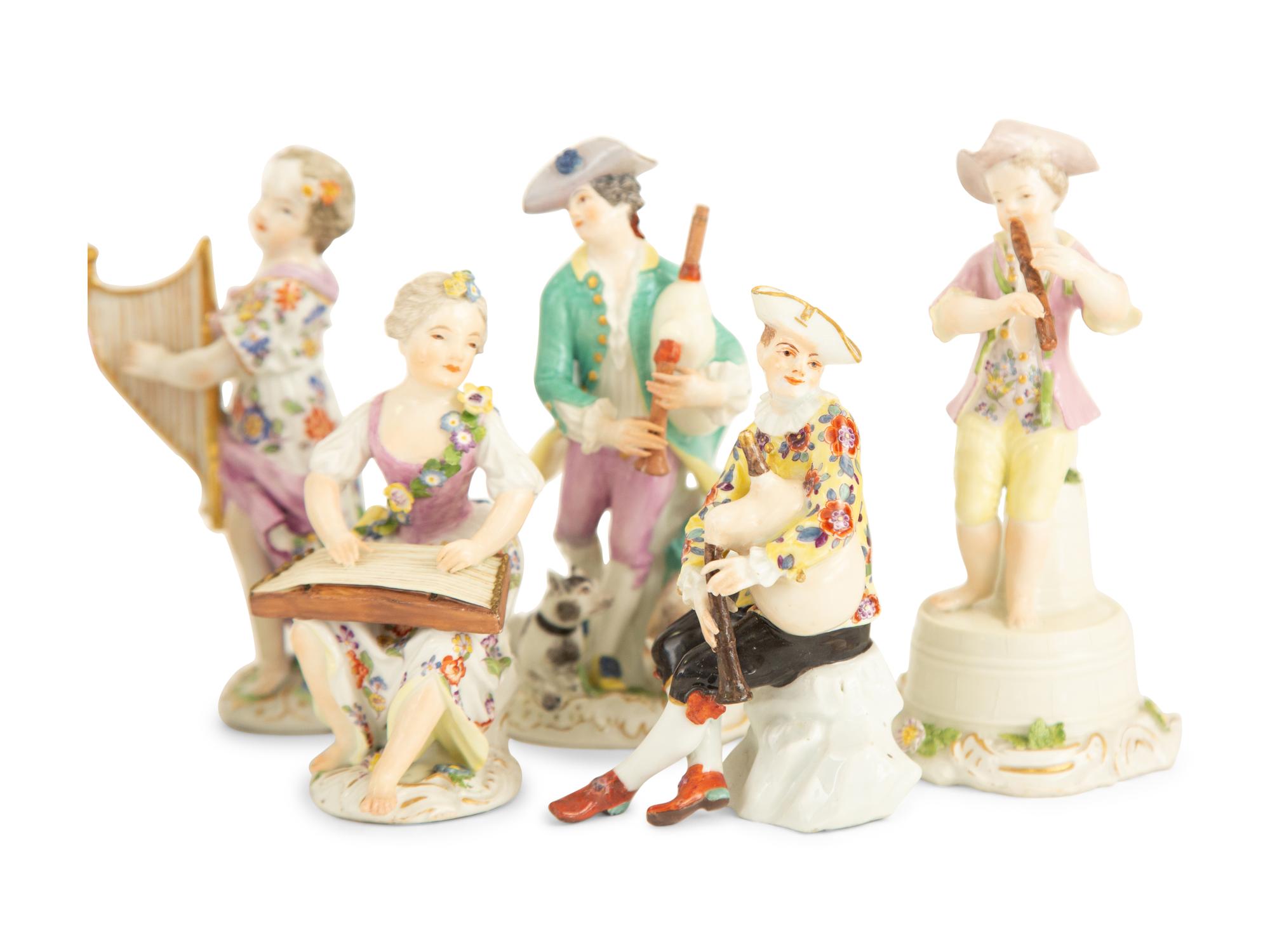 An Assembled Group of Thirteen Meissen Porcelain Orchestra Figures — 19th Century