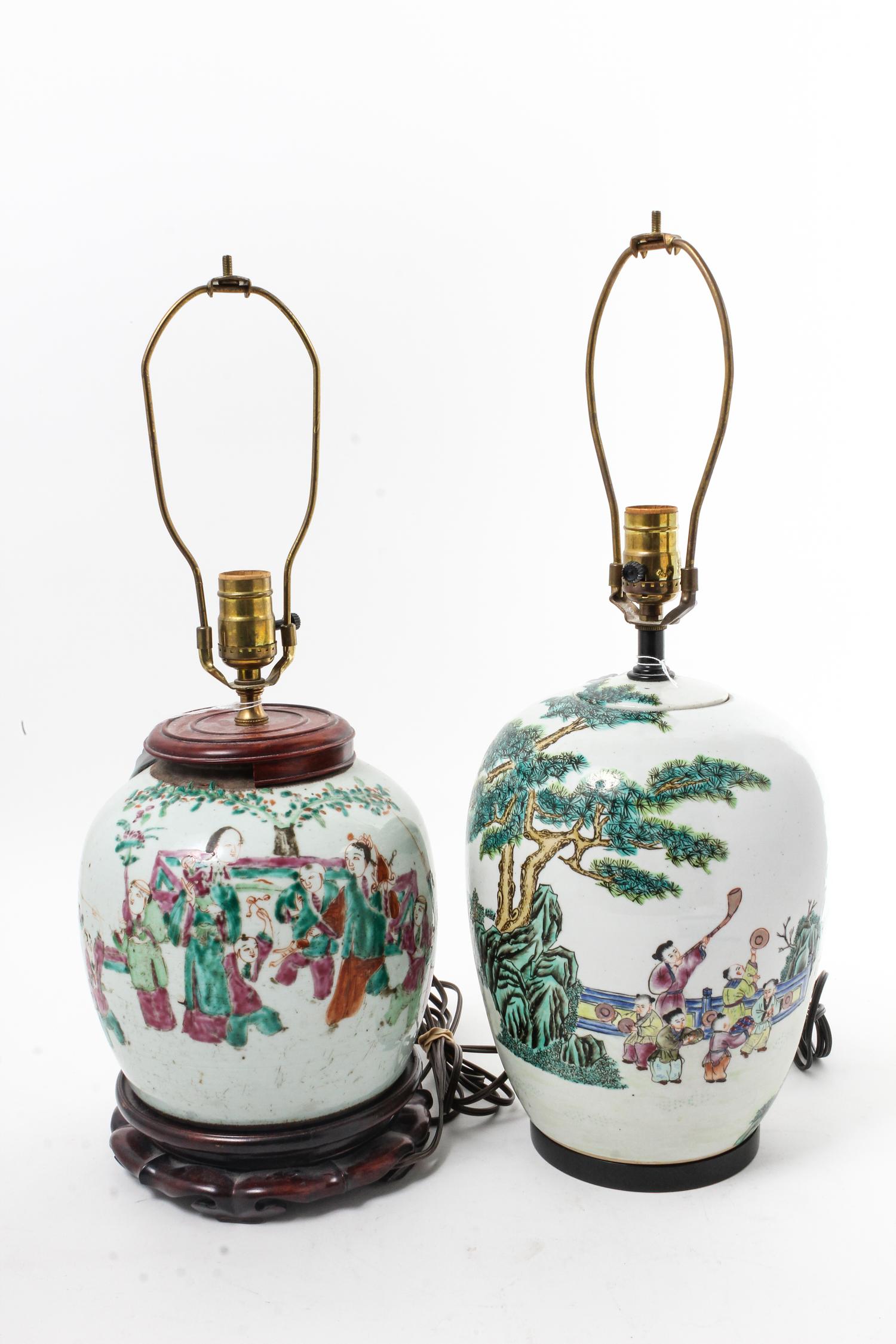Two Chinese Porcelain Vases Height of taller 11 1/4 inches.
