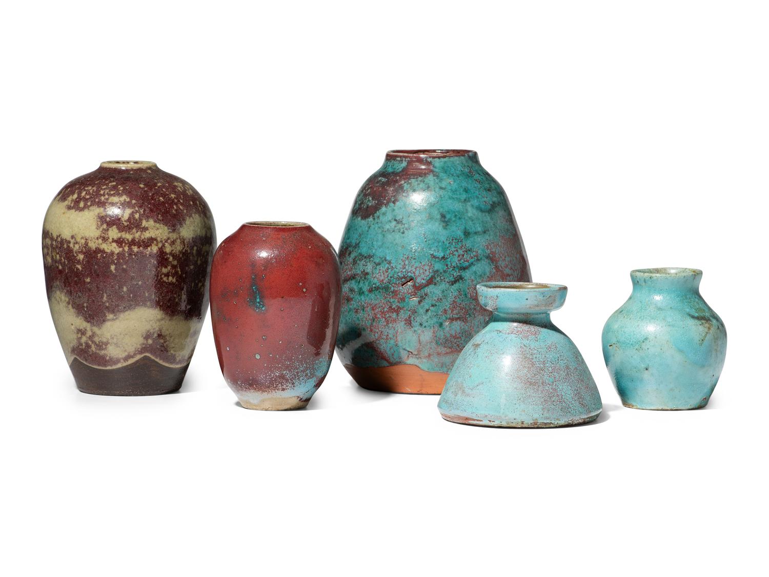 Five Jugtown Pottery Vessels