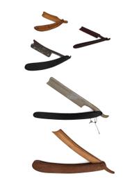 Five Wooden Display Straight Razors