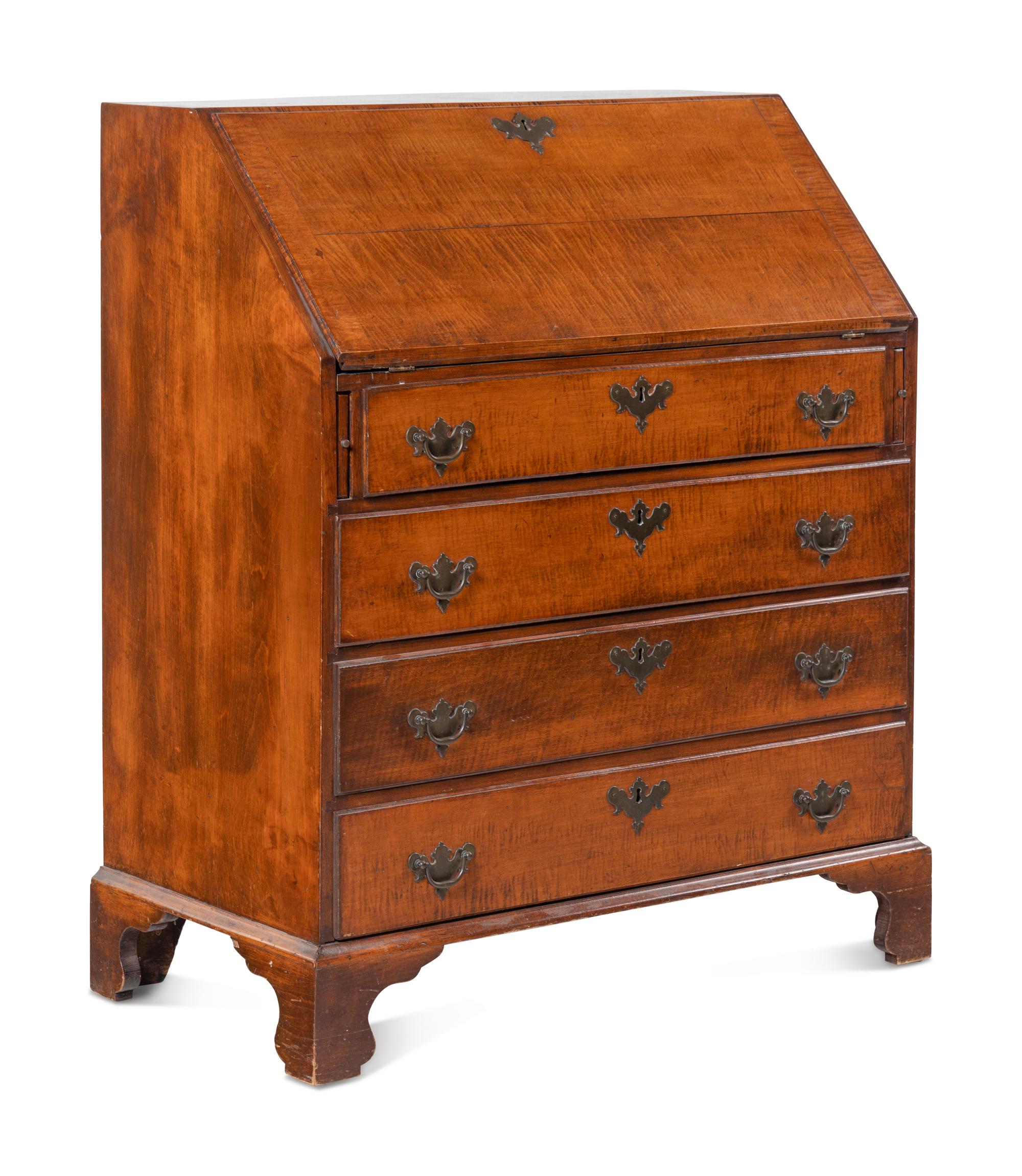 A Chippendale Tiger Maple Slant Front Desk