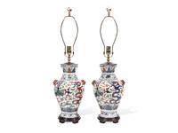 A Pair of Chinese Wucai Decorated Porcelain Vases