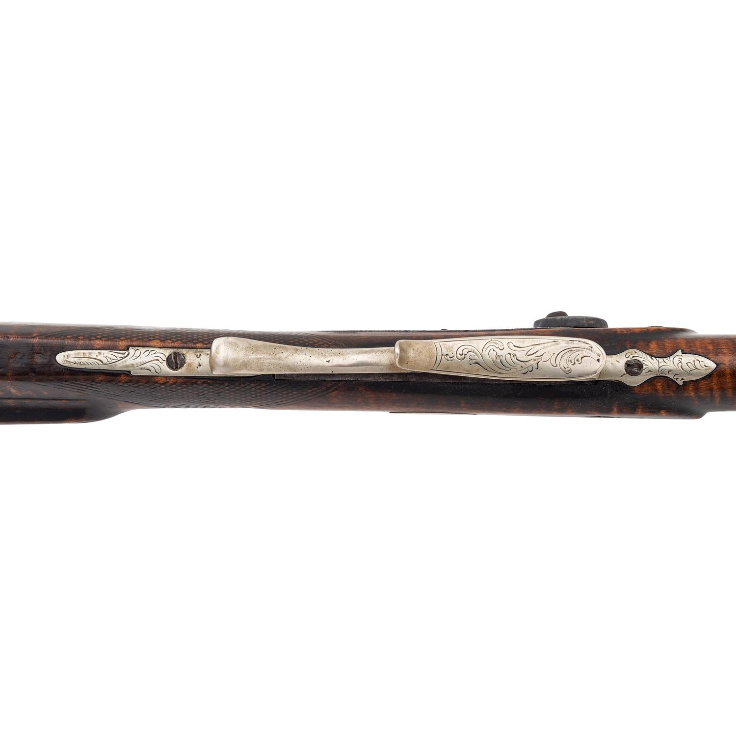 German Silver Mounted Tryon Half Stock Percussion Rifle