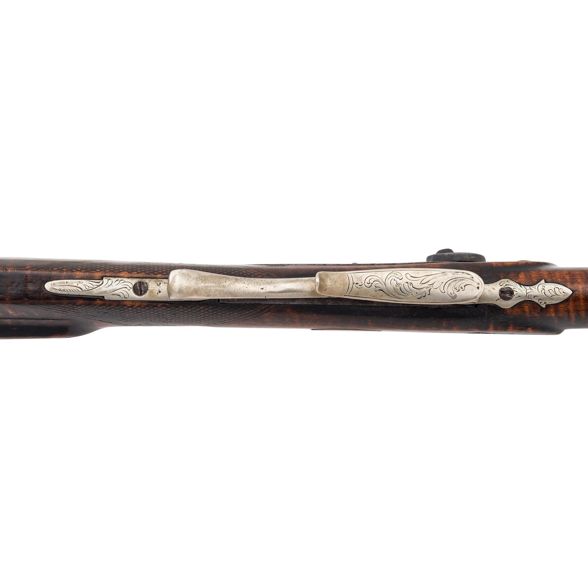 German Silver Mounted Tryon Half Stock Percussion Rifle