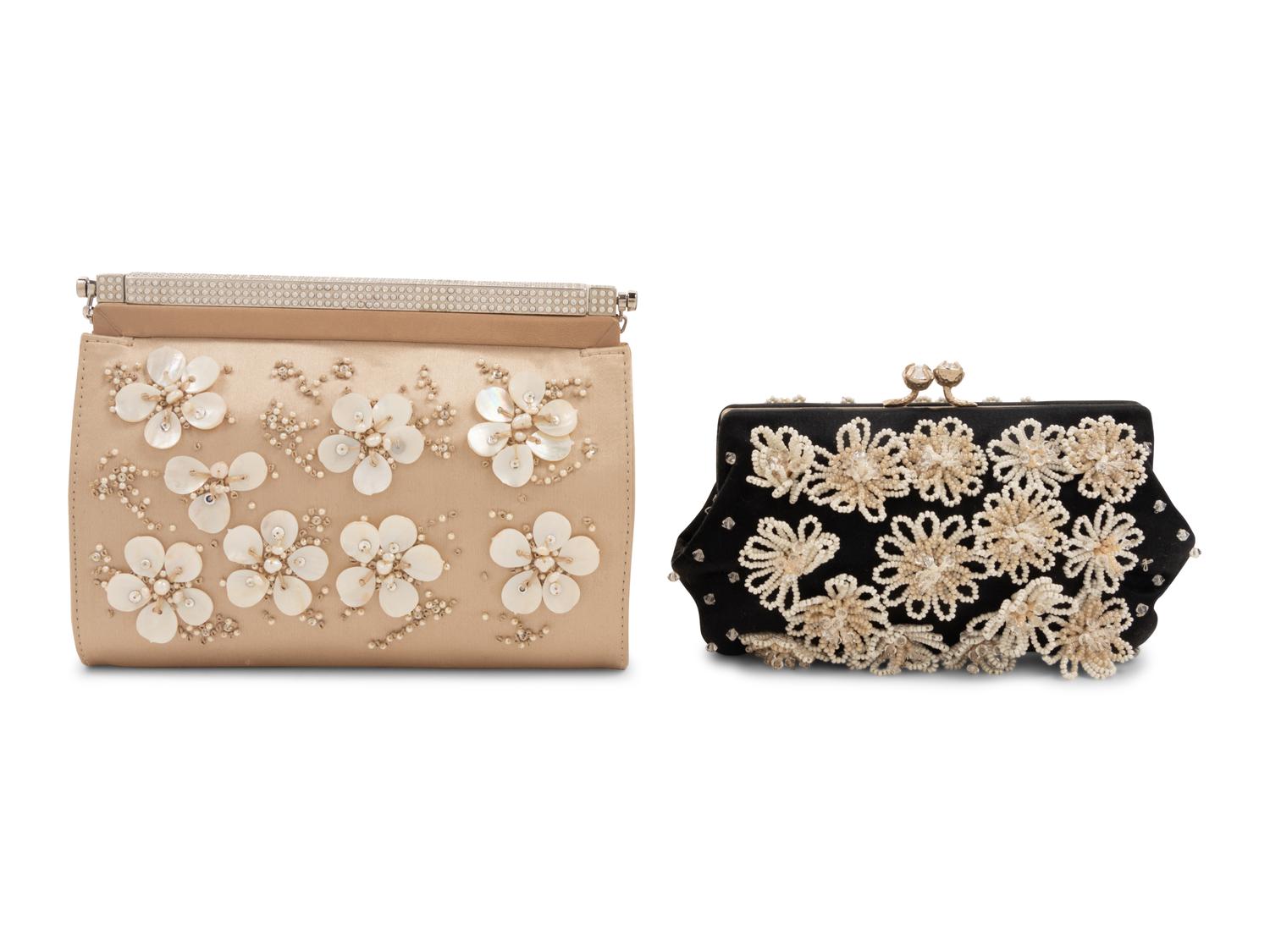 Two Valentino Embellished Satin Frame Purses