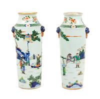 A Pair of Chinese Wucai Porcelain Vases Height 17 1/8 inches. — 20TH CENTURY