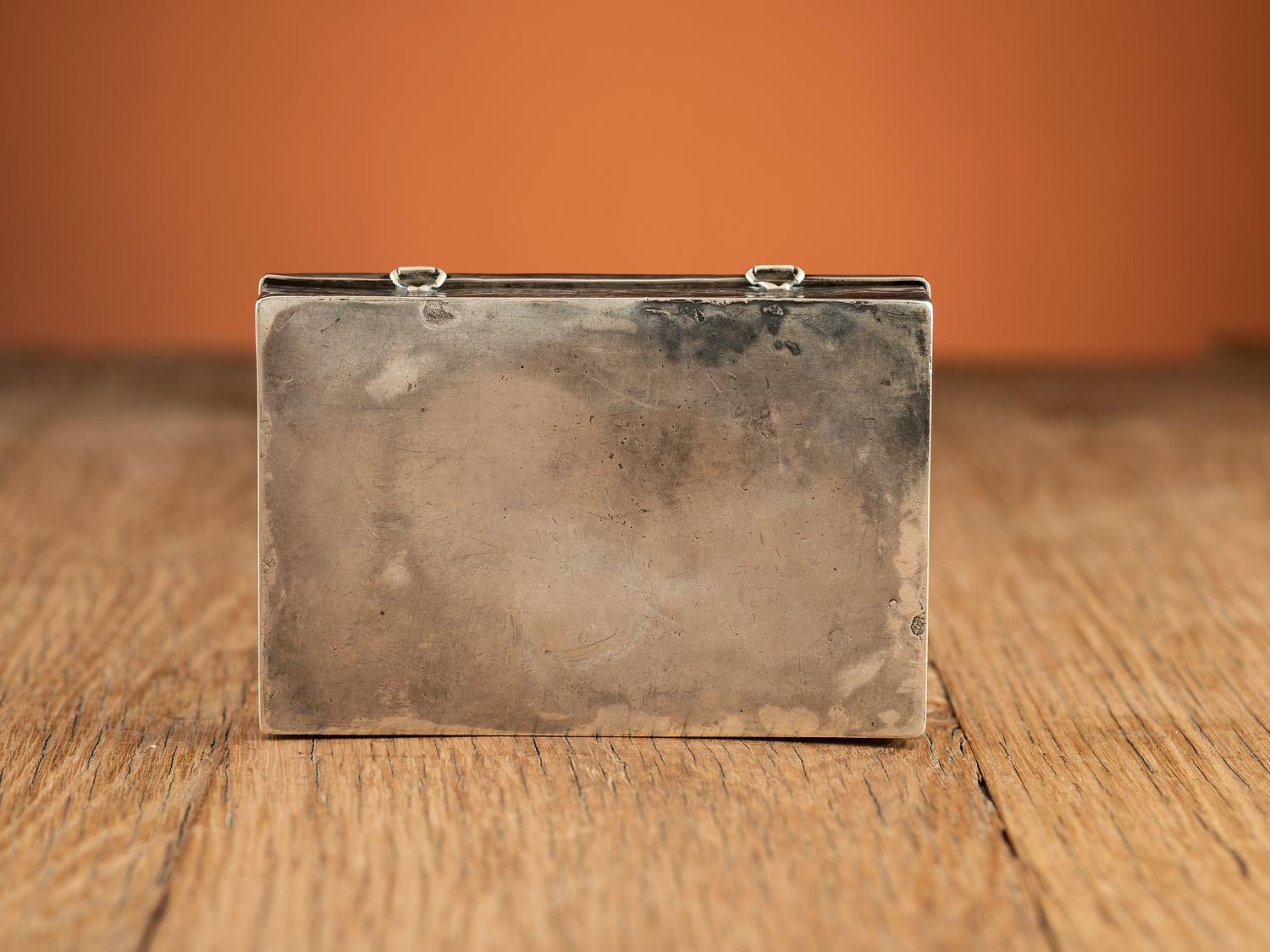 Navajo Heavily Stamped Whimsical Silver Box, with Turquoise Inlay
