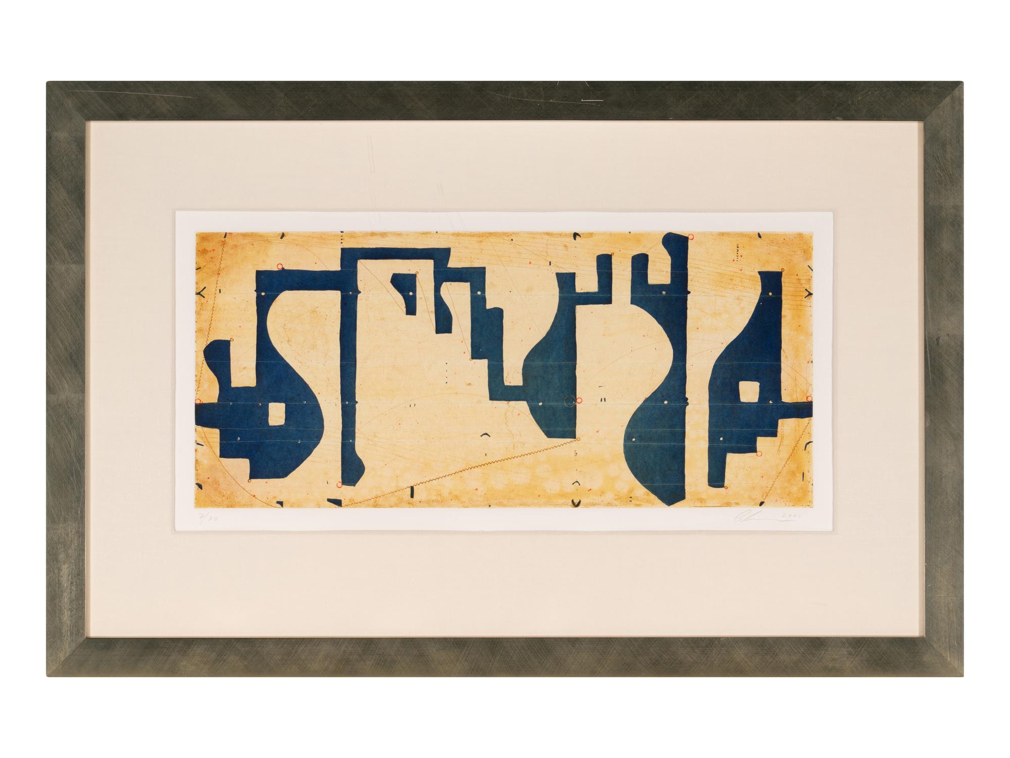 Seven String Etching with White and Blue Aquatint, 2001