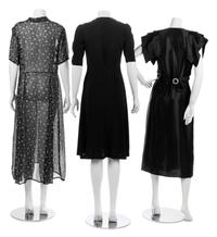 Three Dresses; Two Black, One Floral Print, 1930 - 80s*