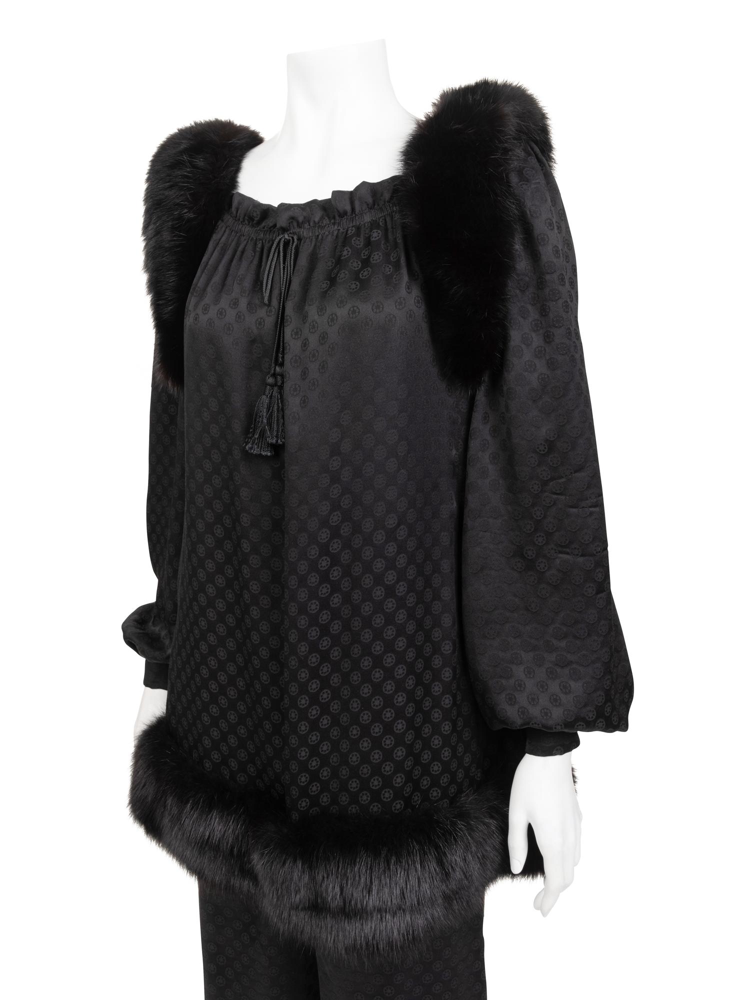 Givenchy Haute Couture Three-Piece Set with Blouse, Pants, and Tabard, 1977