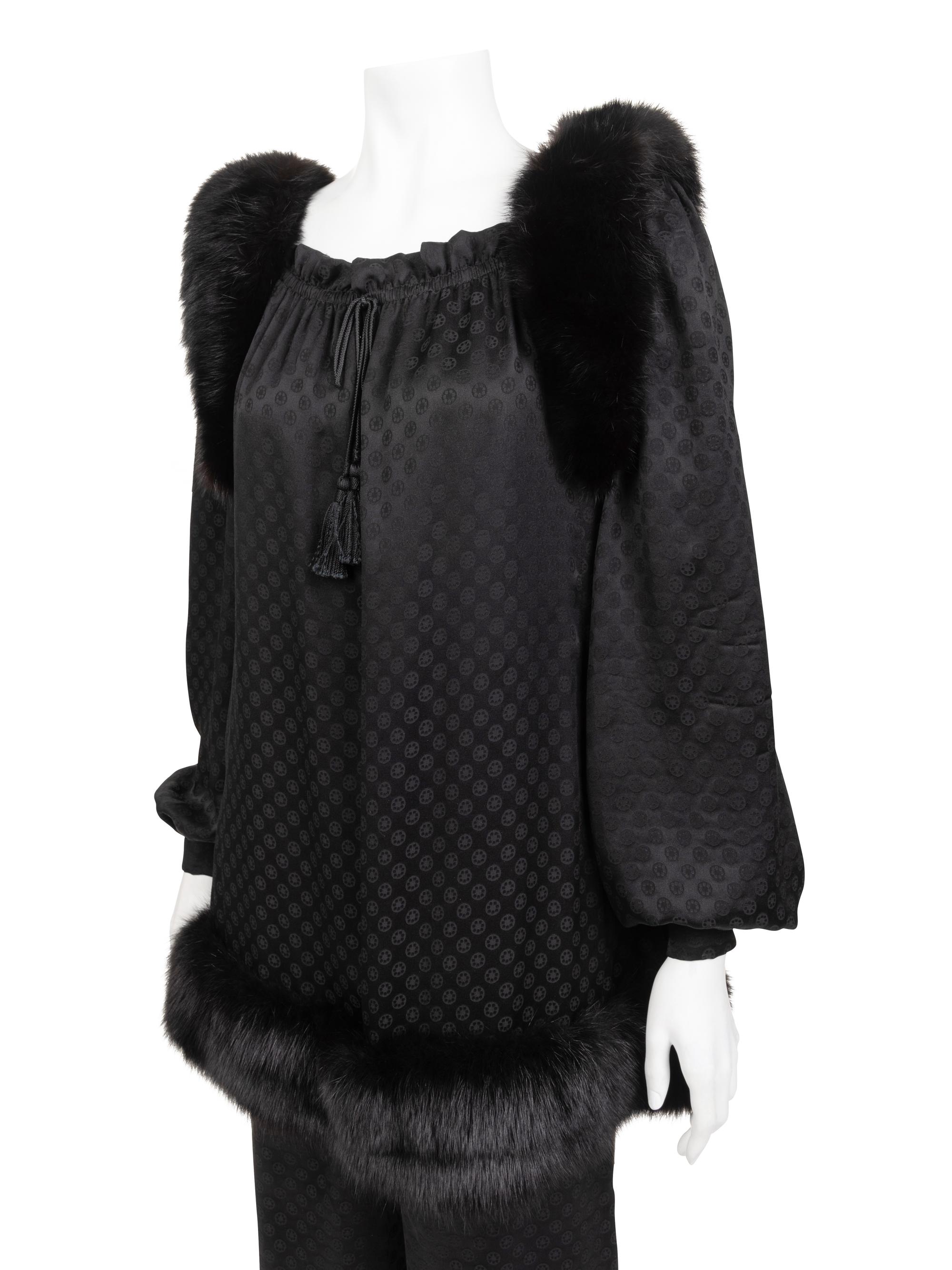 Givenchy Haute Couture Three-Piece Set with Blouse, Pants, and Tabard, 1977